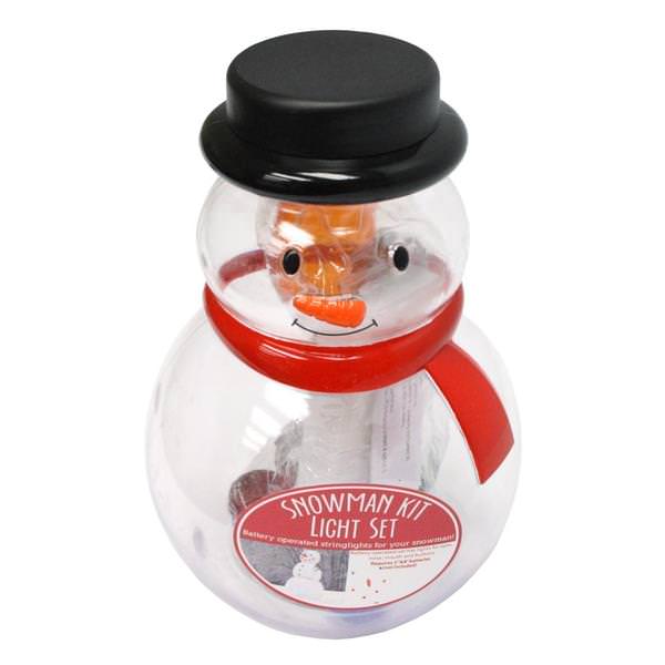 10 Light 8.5' White Wire Multi-Color Battery Operated LED Snowman Kit